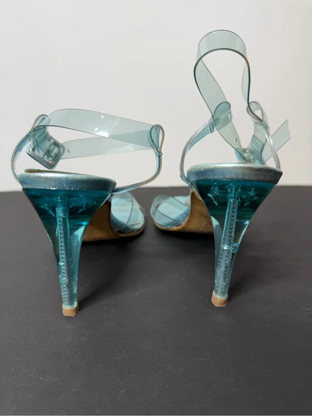 bebe Clear Light Blue Strappy Heeled Sandals
